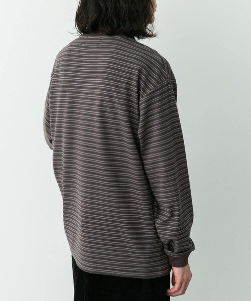 URBAN RESEARCH Sonny Label（アーバンリサーチサニーレーベル）の「ふわもちストレッチロングスリーブTEE（Tシャツ/カットソー・メンズ・オフ/チャコール/ボーダー・M/L/XL）」の21枚目の写真