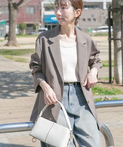 ITEMS URBANRESEARCH(アイテムズ アーバンリサーチ)の「ルーズテーラード強撚ジャケット(テーラードジャケット・レディース・KHK/Y.BEG/CHA・Free)」の3枚目の写真