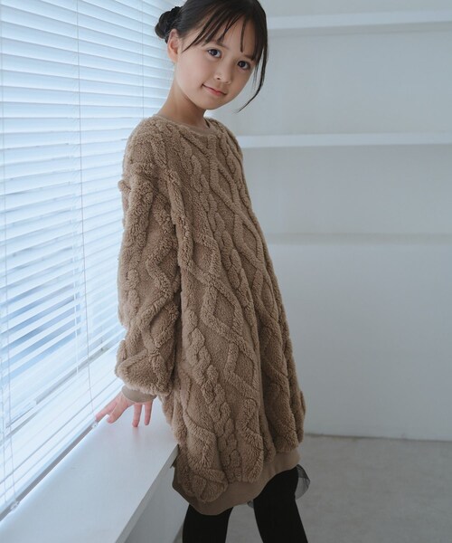 ROPE' PICNIC（ロペピクニック）の「【KIDS/キッズ】ケーブルボアワンピース（ワンピース・キッズ・キナリ/ブラウン・120/130/140/150）」の17枚目の写真