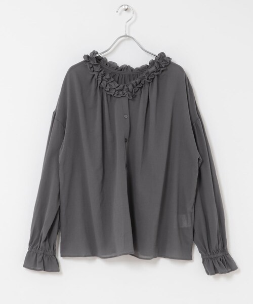 ITEMS URBANRESEARCH(アイテムズ アーバンリサーチ)の「フリルギャザー2WAYブラウス(シャツ/ブラウス・レディース・WHT/CHA・Free)」の2枚目の写真