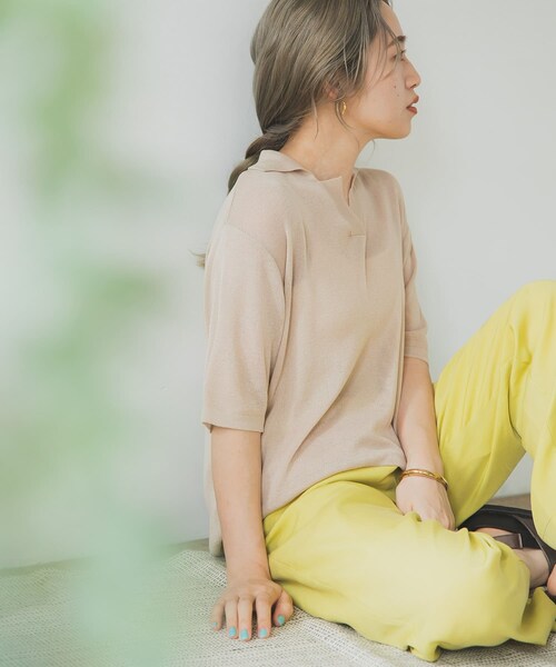 ITEMS URBANRESEARCH（アイテムズ アーバンリサーチ）の「ポロニットTシャツ（ポロシャツ・レディース・BLU/BEG/CHA・FREE）」の14枚目の写真