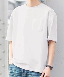 nissen | 綿１００％ヘビーウェイトオーバーサイズ５分袖Tシャツ（胸ポケット付）【大きいサイズ有】(Tシャツ/カットソー)