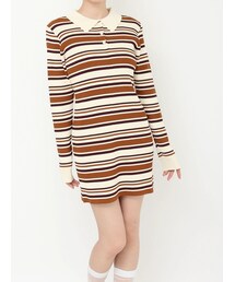 CALNAMUR | マルチボーダーポロニットワンピース(ワンピース)