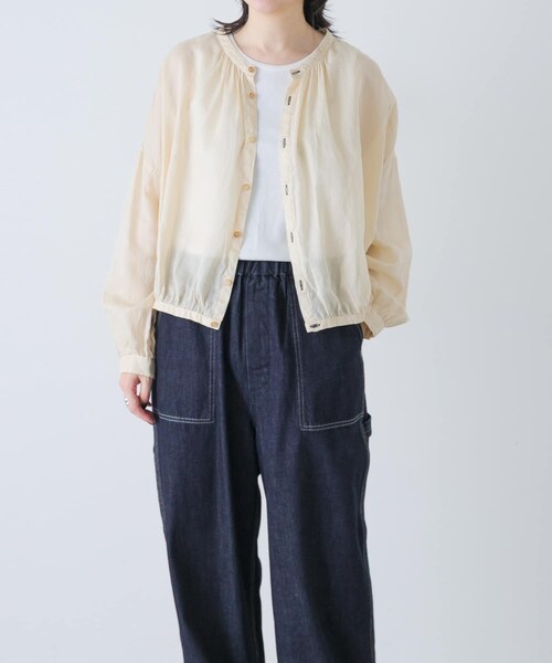 かぐれ(カグレ)の「Vlas Blomme シアーギャザーブラウス(シャツ/ブラウス・レディース・L BEIGE/BLACK・Free)」の3枚目の写真