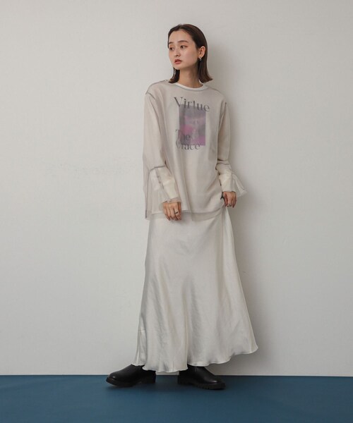 SENSE OF PLACE by URBAN RESEARCH(センスオブプレイスバイアーバンリサーチ)の「シアーチュールトップ(Tシャツ/カットソー・レディース・IVO×GRY/BEG×IVO/C.GRY×GRY/BLK×C.GRY・one)」の11枚目の写真