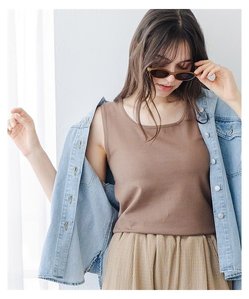 nissen（ニッセン）の「ハイゲージスクエアネック　タンクトップリュクスニット＜大きいサイズ有＞（ニット/セーター・レディース・ブラック/アイスグレー/モカ/オレンジ・S/M/L/LL/3L/4L/5L/6L/8L/10L）」の3枚目の写真