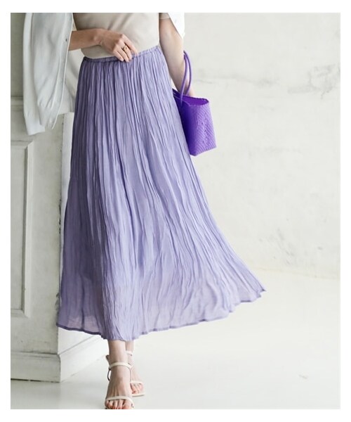 nissen（ニッセン）の「ふわり軽いエアリースラブスカート（マキシ丈）＜大きいサイズ有＞（スカート・レディース・黒/グレー/ライトグレー/ライラック/ベージュ/モーブピンク/ロイヤルブルー/ブラッドオレンジ/ローズピンク/マスタード・S/M/L/LL/3L/4L/5L/6L/8L/10L）」の5枚目の写真