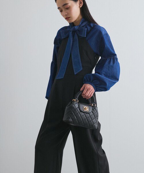 VIS（ビス）の「セットアップサロペット【洗える】（サロペット/オーバーオール・レディース・ブラック/キナリ・F）」の10枚目の写真