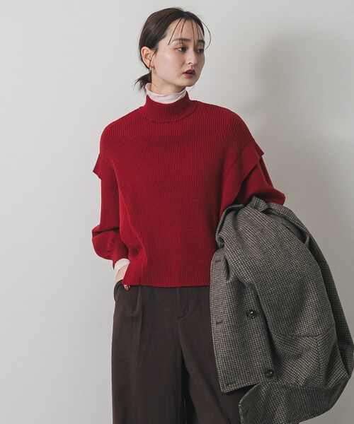 SENSE OF PLACE by URBAN RESEARCH（センスオブプレイスバイアーバンリサーチ）の「『一部WEB限定カラー』ストレッチショルダータックセーター（ニット/セーター・レディース・OFF WHITE/GRAY/MOCHA/RED/YELLOW/BLACK/BLUE・one/One）」の7枚目の写真
