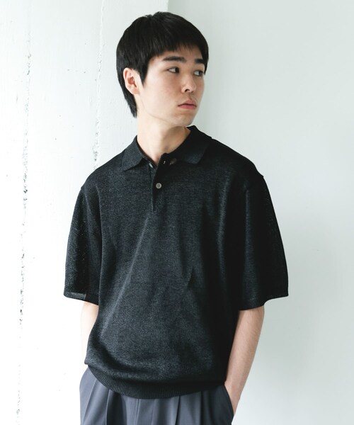 URBAN RESEARCH DOORS(アーバンリサーチドアーズ)の「『洗濯可/UVカット』『URTECH』Aircare ショートスリーブニットポロ(ニット/セーター・メンズ・BLACK/GRAY・M/L/XL)」の19枚目の写真