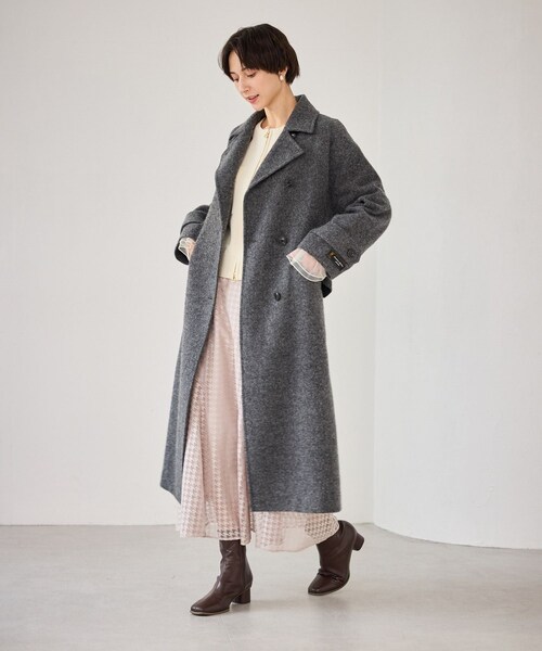 ROPE' PICNIC(ロペピクニック)の「JAPAN FABRIC スタンドカラーロングコート/一部WEB限定カラー(チェスターコート・レディース・ブラック系/グレー/ライトグレー/ベージュ系・F)」の17枚目の写真