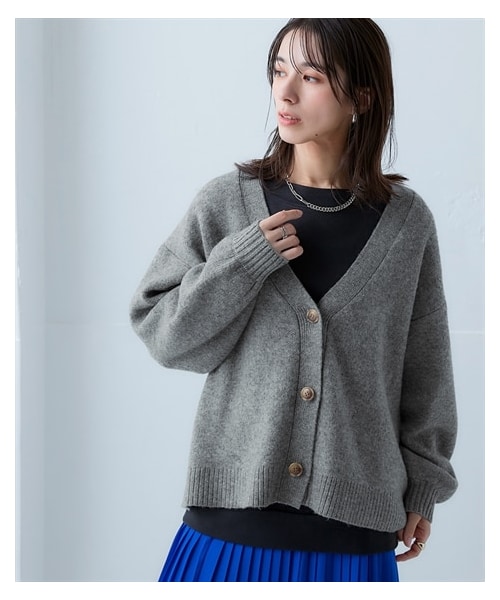 nissen（ニッセン）の「MOKUMOKOVネックニットカーディガン