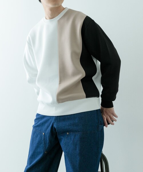 ITEMS URBANRESEARCH（アイテムズ アーバンリサーチ）の「ストレッチダンボール 切替トップス A（スウェット・メンズ・BLK/MOC/NVY・M/L）」の7枚目の写真