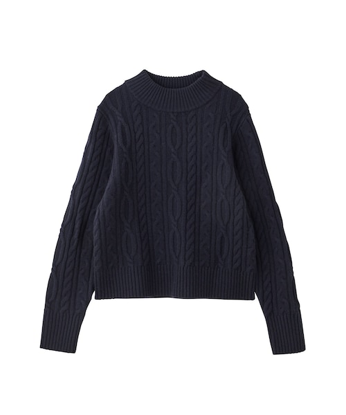 ROPE'(ロペ)の「【一部店舗限定】カシミヤブレンド ケーブルビルドネックニットプルオーバー(ニット/セーター・レディース・オフホワイト/ネイビー系・F)」の7枚目の写真