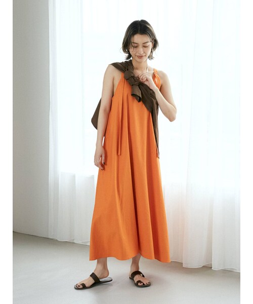 Ungrid（アングリッド）の「リネン混ショルダーデザインキャミワンピース（ワンピース・レディース・アイボリー/ブラック/オレンジ/グリーン・F）」の11枚目の写真