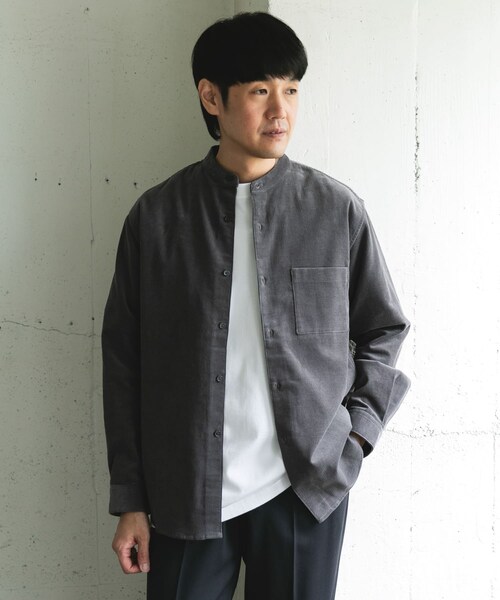 URBAN RESEARCH DOORS（アーバンリサーチドアーズ）の「『UR TECH』コーデュロイバンドカラーシャツ（シャツ/ブラウス・メンズ・GREIGE/BLUEGREEN/CHARCOAL/PAISLEY・M/L）」の11枚目の写真