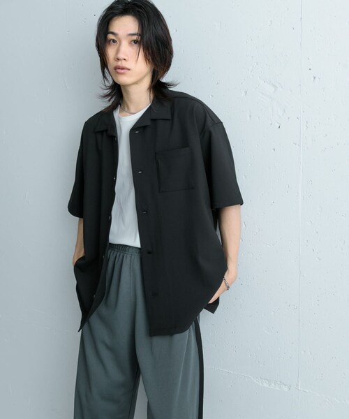 SENSE OF PLACE by URBAN RESEARCH(センスオブプレイスバイアーバンリサーチ)の「オープンカラールーズシャツ(5分袖)ll(シャツ/ブラウス・メンズ・BROWN/BLACK/GREIGE・S/M/L)」の7枚目の写真