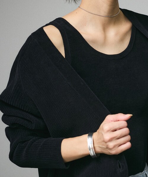 ADAM ET ROPE'（アダムエロペ）の「ブラパッド付タンクトップ-CreamyCotton /クリーミーコットン-（タンクトップ・レディース・ブラック/オフホワイト/グリーン・F）」の10枚目の写真