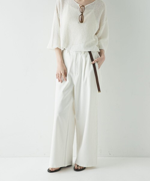 URBAN RESEARCH(アーバンリサーチ)の「『3サイズ展開』綿麻デニムイージーパンツ(デニムパンツ・レディース・WHITE/LT BLUE・38/40/36)」の9枚目の写真