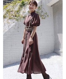 MERCURYDUO | ギャザースリーブマーメイドシャツワンピース(ワンピース)