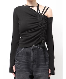 EMODA | アシンメトリーチョーカーギャザーニット(ニット/セーター)