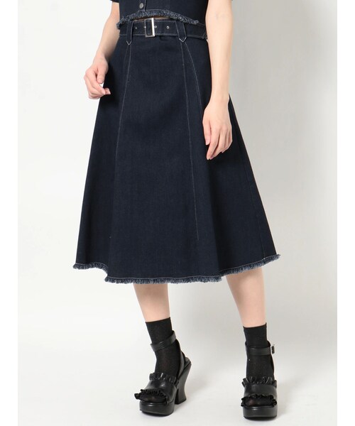 EATME（イートミー）の「ベルト付きデニムスカート（セットアップ可能）（デニムスカート・レディース・アイボリー/ブラック/インディゴ・S/M）」の5枚目の写真