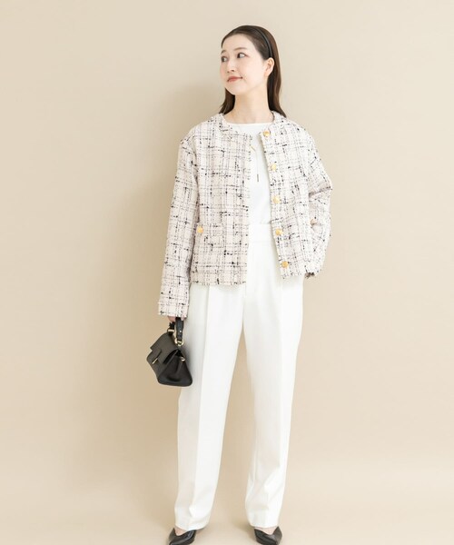 URBAN RESEARCH ROSSO（アーバンリサーチロッソ）の「『WEB限定』ツイードノーカラージャケット（ノーカラージャケット・レディース・OFF/BLACK・Free）」の8枚目の写真