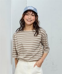 SMILE LAND | 大きいサイズ　綿１００％素材のルーズシルエット５分袖ボーダーバスクＴシャツ(Tシャツ/カットソー)