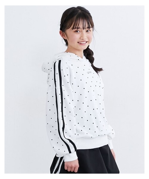 nissen（ニッセン）の「ドット総柄パーカースウェットトレーナー（女の子）（スウェット・キッズ・黒/オフホワイト・140/150/160）」の3枚目の写真