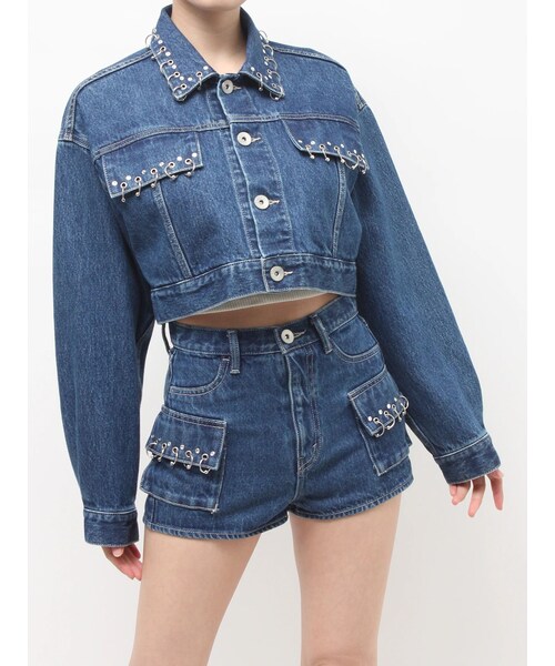 ring bijou studsデザインデニムショート