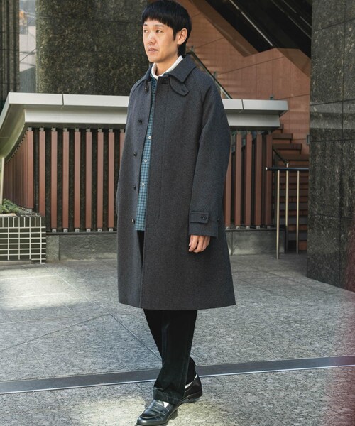 URBAN RESEARCH DOORS（アーバンリサーチドアーズ）の「ウールメルトンステンカラーコート（ステンカラーコート・メンズ・CHECK/CHARCOAL/BLACK・M/L）」の20枚目の写真