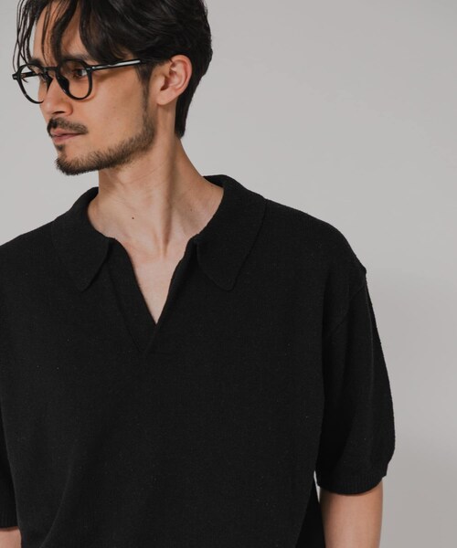URBAN RESEARCH(アーバンリサーチ)の「SILK NOIL スキッパーポロニット(ポロシャツ・メンズ・NATURAL/BLACK・M/L)」の22枚目の写真