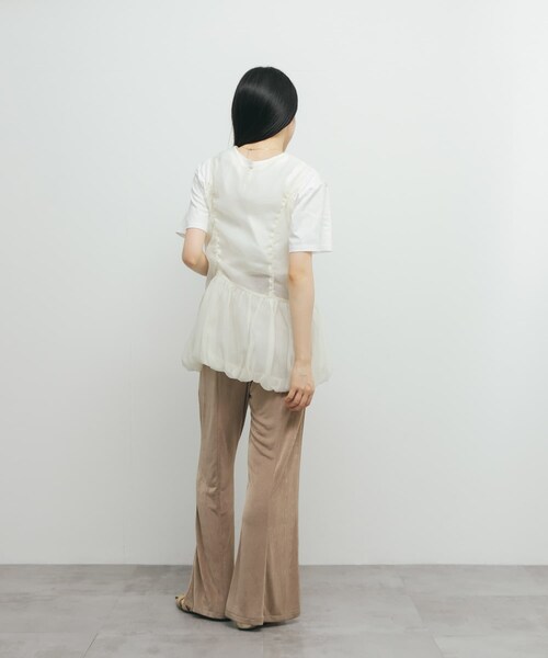 KBF（ケイビーエフ）の「ドロストバルーンスリーブレストップス（チュニック・レディース・IVORY/MAUVE GRAY/BLACK・one）」の11枚目の写真