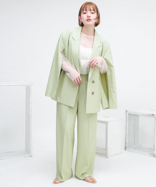 KBF（ケイビーエフ）の「オープンスリーブテーラードジャケット（テーラードジャケット・レディース・SAGE/MOCHA・one）」の3枚目の写真