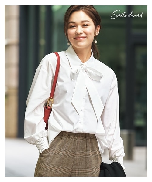 nissen（ニッセン）の「大きいサイズふんわり袖ボウタイシャツ（シャツ/ブラウス・レディース・オフホワイト/黒・L/LL/3L/4L/5L/6L/8L/10L）」の17枚目の写真