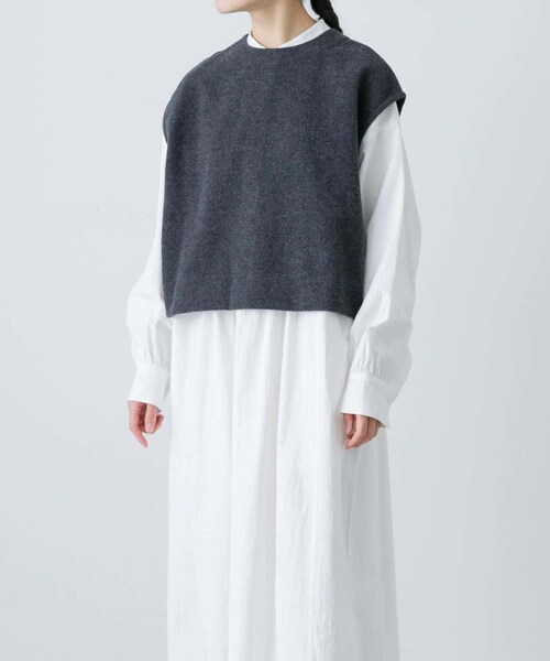 かぐれ（カグレ）の「ナッピングウール2WAYベスト（ベスト・レディース・BLACK/CHARCOAL・FREE）」の3枚目の写真