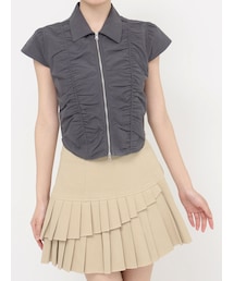 EVRIS | フロントジップシャーリングクロップドシャツ(シャツ/ブラウス)