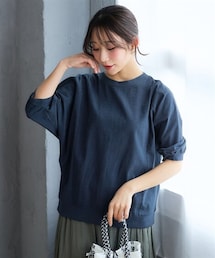 nissen | ＜大きいサイズ＞綿100％ドビー切替ピグメント加工トップス(Tシャツ/カットソー)