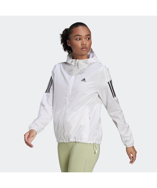 adidas（アディダス）の「オウン ザ ラン フード付き ランニングウインドブレーカー（ジャケット/アウター・レディース・ブラック/ホワイト/ピンク/ブルー・S/M/L/OT (XL)/XOT (2XL)/2XOT (3XL)/XS/4XOT/5XOT/2XS/XL/2XL）」の11枚目の写真