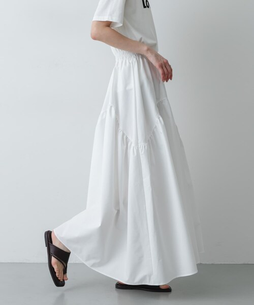 SENSE OF PLACE by URBAN RESEARCH(センスオブプレイスバイアーバンリサーチ)の「アシメキリカエギャザースカート(スカート・レディース・OFF WHITE/BLACK/BEIGE・One)」の6枚目の写真