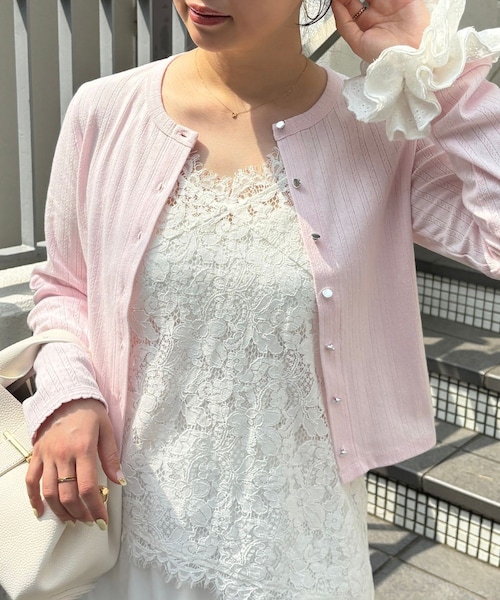 VIS(ビス)の「パターンメッシュカーディガン(カーディガン/ボレロ・レディース・ブラック/ホワイト/レッド/ピンク・F)」の3枚目の写真