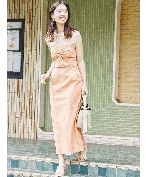 LAGUNAMOON（ラグナムーン）の「カラーステッチドッキングツイストワンピース（ワンピース・レディース・ブラック/ピンク/オレンジ/グリーン・S/M）」の10枚目の写真