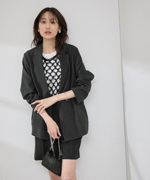 ROPE' PICNIC（ロペピクニック）の「【接触冷感・吸水速乾・防シワ】エフォートレスリラックスジャケット/通勤・セットアップ対応（テーラードジャケット・レディース・チャコール/ライトグレー/ベージュ・38/40）」の15枚目の写真