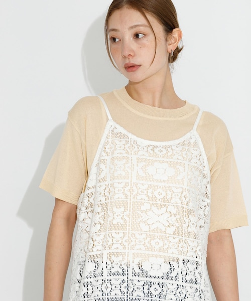 URBAN RESEARCH Sonny Label（アーバンリサーチサニーレーベル）の「シアーラメニットTシャツ（ニット/セーター・レディース・グレー/バター/ブラック・FREE）」の3枚目の写真