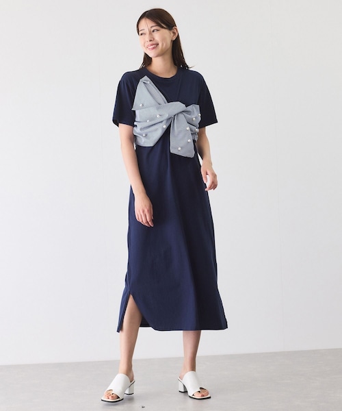 Jayro（ジャイロ）の「デコリボンパールドッキングワンピース（ワンピース・レディース・ブラック/グレー/ネイビー・M）」の10枚目の写真