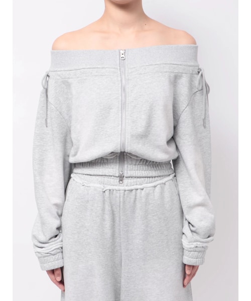 EMODA（エモダ）の「FRONT ZIP OFF SHOULDER TOP（Tシャツ/カットソー・レディース・グレー/ブラック/ブラウン・F）」の2枚目の写真