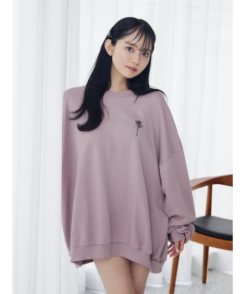 EATME（イートミー）の「エンブロイダリースウェットTOP（スウェット・レディース・アイボリー/ブラック/ピンク/ネイビー/グレー/ラベンダー・F）」の19枚目の写真