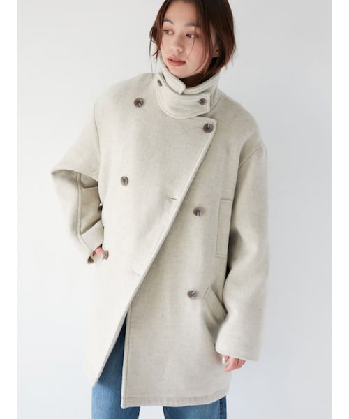 Ungrid（アングリッド）の「ハイネックミドル丈コート（その他アウター・レディース・アイボリー/ネイビー/イエロー・S/M）」の8枚目の写真