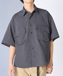 nissen | オーバーサイズポケット付5分袖シャツ【大きいサイズ有】　吸汗速乾(シャツ/ブラウス)