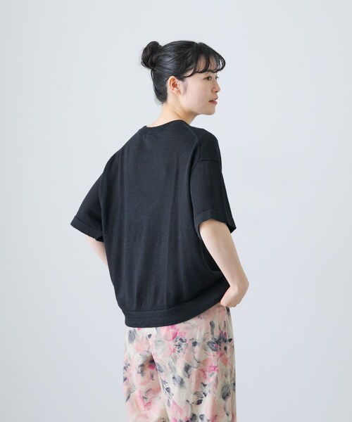かぐれ（カグレ）の「リネン半袖クルーネックニット（ニット/セーター・レディース・NATURAL/OFF/BLACK・FREE）」の22枚目の写真